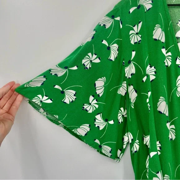 Eloquii Green Floral Print Layered Plus Size Wrap Dress 14 - Picture 10 of 13